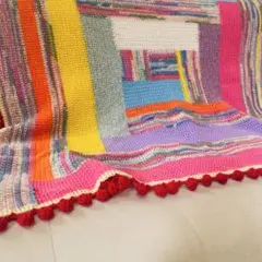 ブランケット ハンドメイド カラフル 手編み マルチカバー
