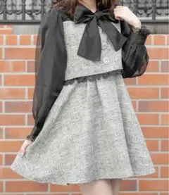 ROJITA ビジュボウタイリボンツイードワンピース