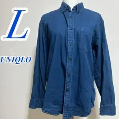 UNIQLO L ブルーデニムシャツ　カジュアル　メンズ　オフィスカジュアル