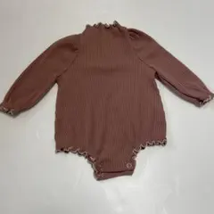 韓国子供服　bebehoric ピンク リブ編みロンパース