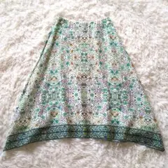極美品　マッキントッシュ　フレアースカート　シルク混　プリント　36サイズ
