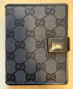 GUCCI ブラック レザーキャンバスシステム手帳