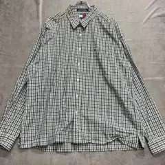 トミーヒルフィガー USA古着 定番 チェック柄 長袖シャツ 青系 【5958】