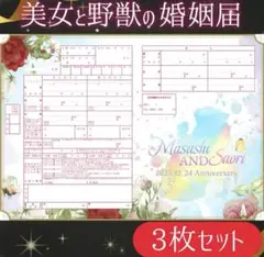口コミ大好評! 美女と野獣 2025年度版婚姻届◎役所提出用オーダーメイド上質紙