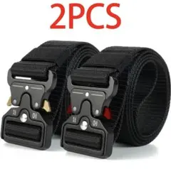 【2個セット】ワンタッチベルト黒+黒赤(ユニセックス、最大120cm）まとめ売り