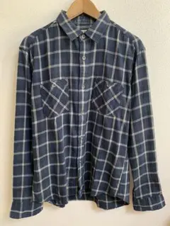 グローバルワーク GLOBAL WORK チェック柄 長袖ネルシャツ ネイビーＬ