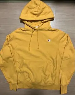 チャンピオン　リバースウィーブ　黄色　赤目付き　サイズM(日本表記XL)