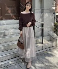 後ろリボン2wayニットSETワンピ NICE CLAUP