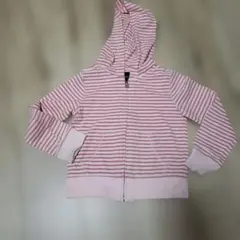 ピンクと白のストライプパーカー