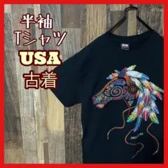 メンズ プリント アニマル ブラック S USA古着 90s 半袖 Tシャツ