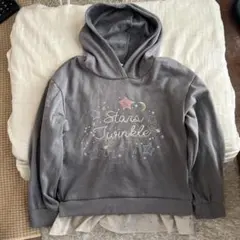 チャコールフード付きパーカー StarsTwinkle 裏起毛　140