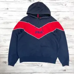FILA フィラ パーカー 刺繍ロゴ ネイビー×レッド M 0457
