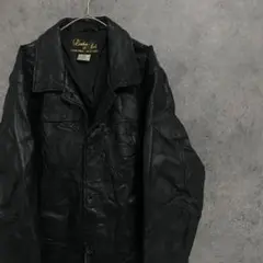 80S vintage レザージャケット　黒　レディースXXL 古着　黒
