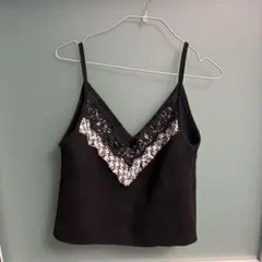 ZARA ビスチェ　ブラック　ワンポイント　重ね着 キャミ