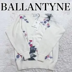 【未使用】BALLANTYNE 花柄 ニット セーター カシミヤ 白 タグ付き