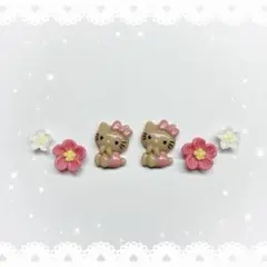ネイルパーツ 6P〈J179〉ガングロ 日焼け キティ ハイビスカスのサムネイル