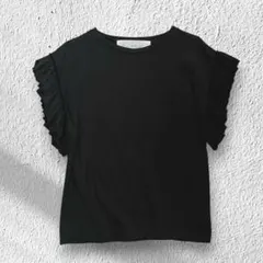 Rie Miller フリル袖 Tシャツ M 黒のサムネイル