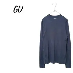 GU 【M】 モックネック リブニット 長袖 オフィスカジュアル トップス 秋冬