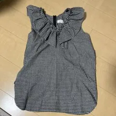 スロブイエナ　フロントフリル　チェックトップス