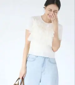 coca 半袖フリルニットトップスのサムネイル