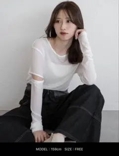 raffime カットソー 長袖 スリット入りシアートップス レディース