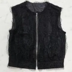 美品/即完売品☆フォクシー　ル•パルクトップ　ベスト　ジップアップ　チュールのサムネイル