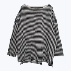 アメリカンホリック ボーダーカットソー 七分袖 黒×白 シンプル 大人カジュアル