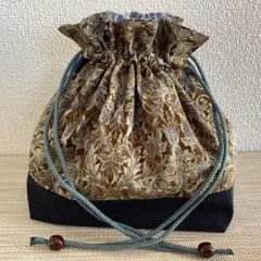 弁当袋　エスニック　ダマスク　茶