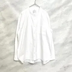 無印良品　紳士　洗いざらしオックススタンドカラー長袖シャツXL ポケット付き