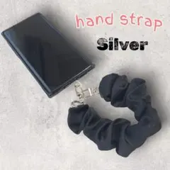 ハンドストラップ スマホ落下防止 ギャザー アームストラップ ブラック シルバー