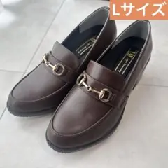 美品　しまむら プチプラのあや 濃茶 厚底ビットローファー　厚底のサムネイル