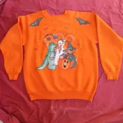 ハロウィン イラスト オレンジ スウェット ヘインズ 90年代ヴィンテージ