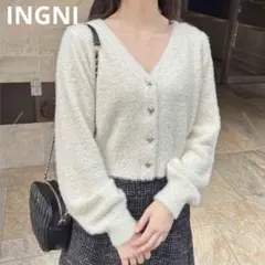 ハート釦ラメフェザーニット　カーディガン