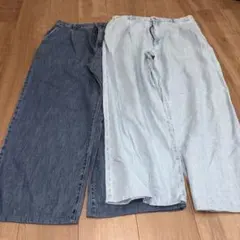レディース デニムパンツ 2本セット ワイドパンツのサムネイル
