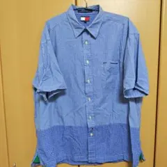 TOMMY HILFIGER（トミーヒルフィガー 青のチェック柄半袖シャツ