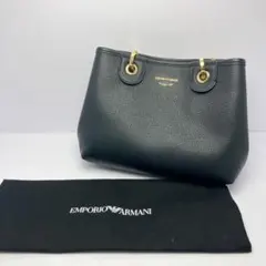 3762△ EMPORIO ARMANI ブラックレザー ショルダーバッグ