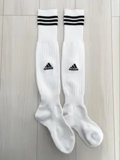 美品✨ adidas サッカー用ソックス ホワイト/ブラック　約20〜24cm