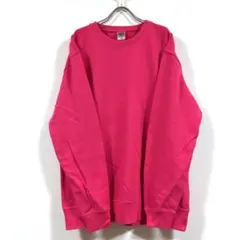 新品 ビッグ スウェット トレーナー 裏毛 長袖 無地 メンズ ピンク 2XL