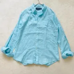 ラルフローレン リネンシャツ カスタムフィット長袖 M BD