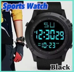 腕時計　スポーツウォッチ　デジタル　ブラック　ファッション　バックライト　LED