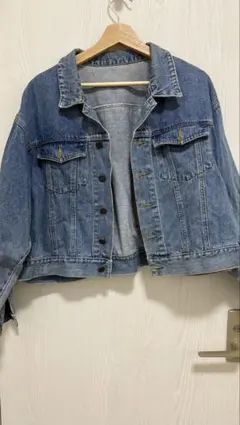 ライトブルー デニムジャケット クロップド丈