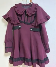夢展望 DearMyLove ケープヨーク十字架ワンピース ボルドー×ブラックのサムネイル