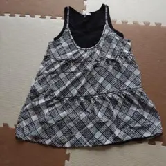 ノースリーブ チュニック M 黒白チェック