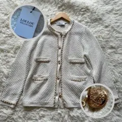 【新品】2024年　ルルウィルビー チェーントリムクルーカーディガン 金ボタン