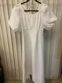 ollun シアーチェックバックリボンワンピース アイボリー S きりまる 