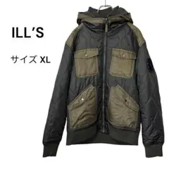 ILL’S イルズ（XL）ミリタリーブルゾン アウター カーキ フード付き 秋冬