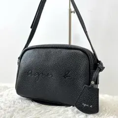【美品】 アニエスベー エンボスロゴ ショルダーバッグ 斜め掛け