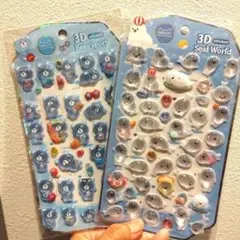 nekoni 韓国限定　シール3D アザラシ　くま　ぷっくり　立体　硬いシール