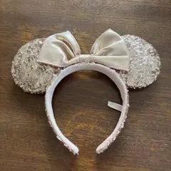 ディズニー　カチューシャ　ミニー　ピンク　スパンコール　リボン