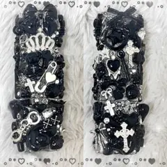 IQOSケースデコ　イルマワンケースデコ　ブラック　シルバー　全面デコ